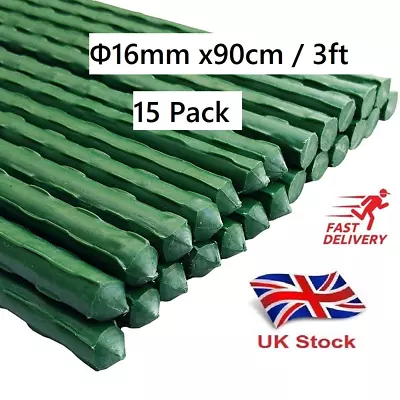 Set Of 15 Strong Garden Plant Support Sticks Canes Pole Grow Tools Φ16mmx90 Cm • £15.99