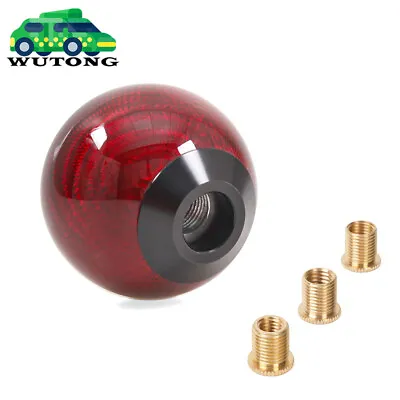 $15.99 • Buy Universal Real Carbon Fiber Round Ball Manual Car Gear Shift Knob Shifter Red