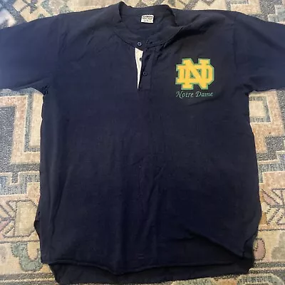 Vintage Notre Dame 20/20 Sport Blue Henley Shirt Size XL • $25.20