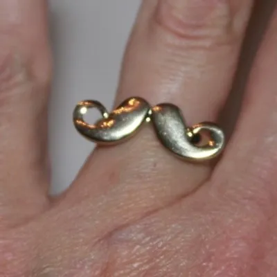 Cute Golden Moustache Ring - Size M (16mm) • $6.85