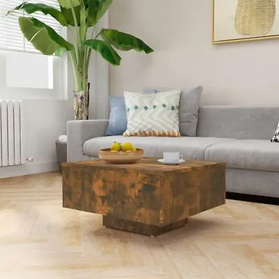 Industrial Rustic Smoked Oak Wooden Square Shaped Living Room Coffee Table Wood • £37.99