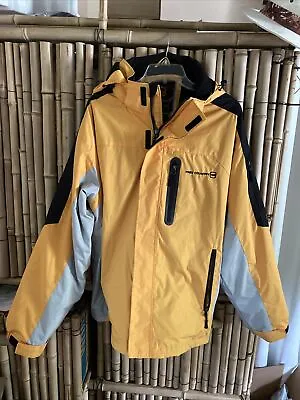 Free Country Mens Winter Ski Jacket Size  X-Large  XL Yellow Gray Fleece Lined • $34.95