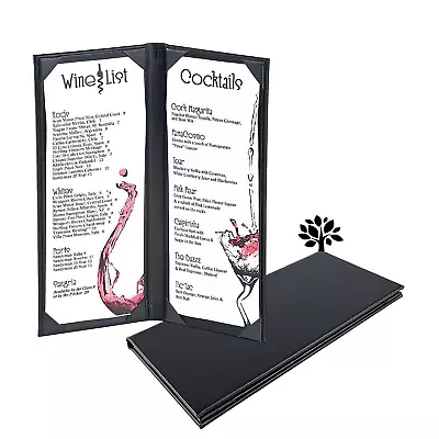 4.25 X 11 Inches Menu Holder Menu Covers 2 View Leather Book Style Double Fold P • $20.44