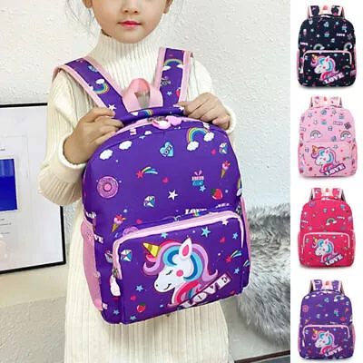 Kids Girls Cartoon Unicorn School Bag Backpack Child Toddlers Shoulder Rucksack • £14.26