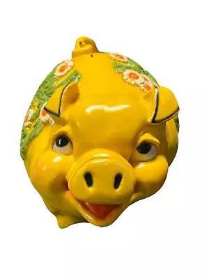 Vintage 70's MCM Universal Statuary Piggy Bank Yellow Green 19  X 12  READ • $119.99