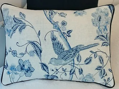 Laura Ashley Summer Palace Royal Blue Cushion Cover Piped And Back Navy 16”x 20  • £24.99