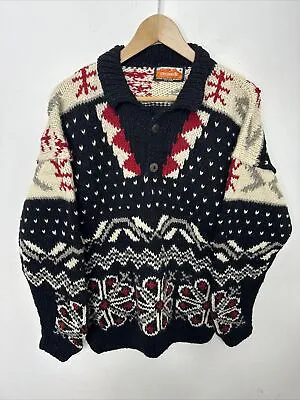 Namaste Sweater Chunky Hand Knit Himalayan 100% Wool Made In Nepal Hippie M • $45