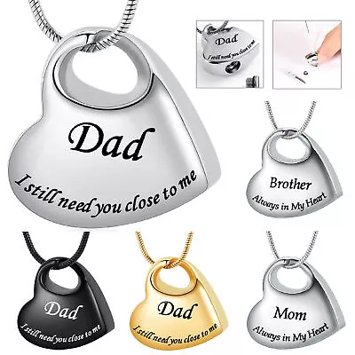 Hurt Heart Pendant Necklace Urns For Cremation Ashes Dad Mom Brother Memory Gift • $10.95