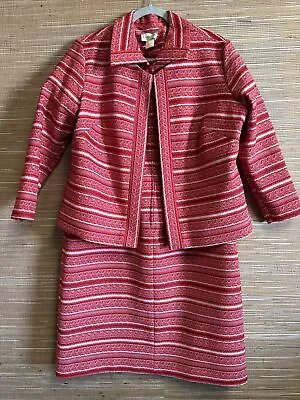 Vintage 60s Dress Jacket Set Berkshire B-Tween Red Zip Size 18B Suit • $43