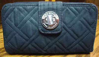 Vera Bradley Black Wallet Turnlock Closure Zip Around~Quilted Clutch Purse   238 • $13.49