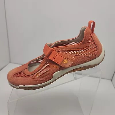 Merrell Lorelei Emme Womens Orange Suede Mesh Activewear Mary Jane Flats Size 7 • $23.99