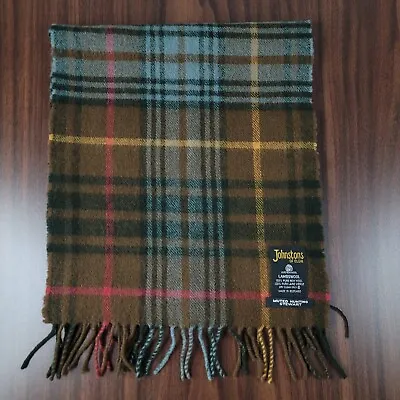 Johnstons Of Elgin Scarf Knit Scotland Lambswool Muted Hunting Stewart Tartan  • $39.88