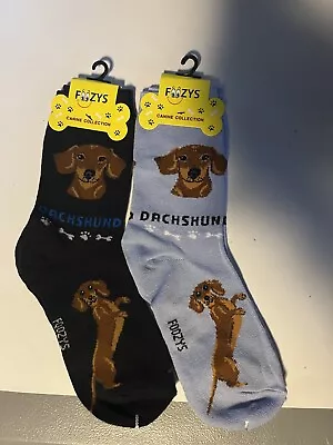 Dachshund Wiener Sausage Hound Toy Dog Rescue 2 Pairs Women's Foozys Socks • $10.99