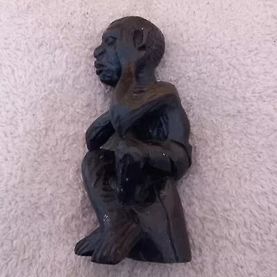 Antique African Carved Figure Seated Man Very Old! Heavy And Unusual Design  • £5