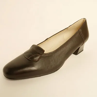£34.99 • Buy Equity Symphony  Court Shoe Brown Leather Tab Detail EE Fitting Low Heel