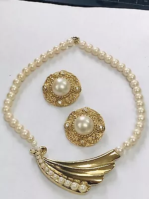 £40 • Buy Vintage Trifari Necklace & Marcella Saltz Earrings Signed Suite Set