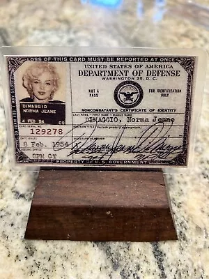 Marilyn Monroe DOD Identification Card When She Entertained Our Troops. • $6.95