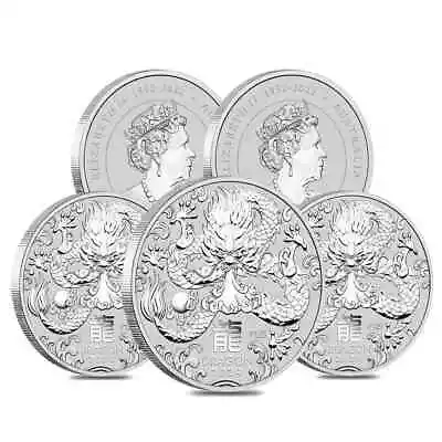 Roll Of 5 - 2024 2 Oz Silver Lunar Dragon BU Australian Perth Mint • $349.17