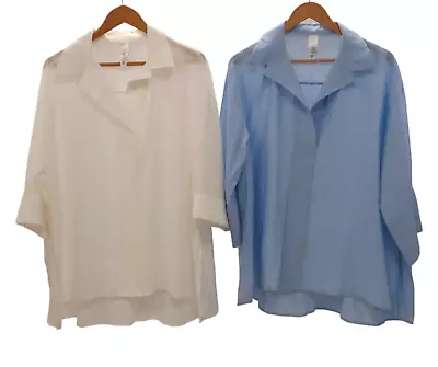 WYNNE LAYERS Ladies X 2 UK Medium Summery Light White/Blue Tops Pullover PreLove • $7.46