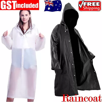 Waterproof Raincoat Jacket Mens Womens Long Hooded Rainwear EVA Rain Coat New AU • $7.26