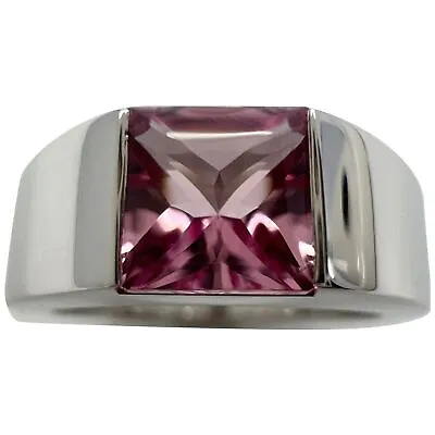 Vintage Cartier Bright Pink Tourmaline 18 Karat White Gold Tank Band Ring 49 US5 • $2721.37