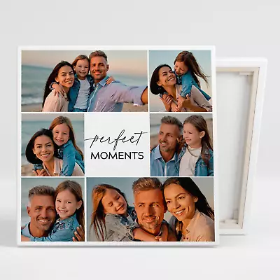 Personalised Photo Custom Collage Canvas Print Framed A2 A3 A4 Ready To Hang • £29.99