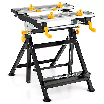 Folding Work Table Portable Workbench W/ Adjustable Height & Tiltable Platform • $104.99