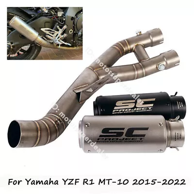 For Yamaha YZF R1 MT10 2015-2022 Black Exhaust Tips Muffler Mid Link Pipe System • $248.99