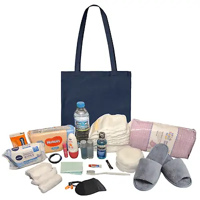 £29.99 • Buy Pre Packed Maternity Hospital Navy Cotton Tote Birth Bag Newborn Baby Set