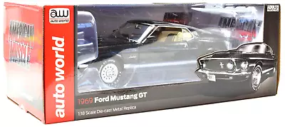 Auto World American Muscle 1969 Ford Mustang GT 1:18 Scale Diecast Car AMM1292 • $79.99