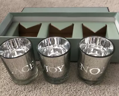 Restoration Hardware  Christmas Set Of 3 Candle Votive Holders Mirrored Peace • $45