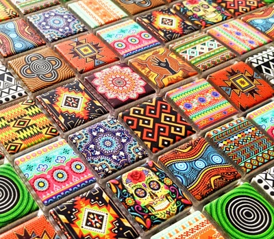 £9.98 • Buy Ethnic Multi Colour Ceramic Mosaic Wall Tile Moroccan Indian African Aboriginal