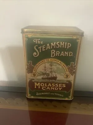 VTG The Steamship Brand Molasses Candy Stewart & Young Tin Glasgow WOriginal Tag • $16