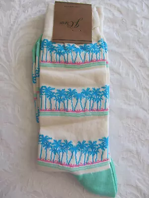 J.Crew Lightweight Critter Dress Socks-Hawaiian Palm Trees -Men's One Size -NWT • $14.79