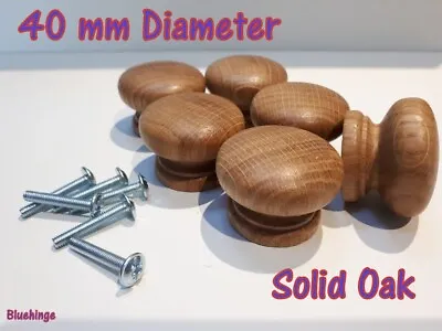 £1.59 • Buy 1 Wooden Knob Handle Kitchen Door Drawer  Solid Oak Wood 40 Mm Diameter Round