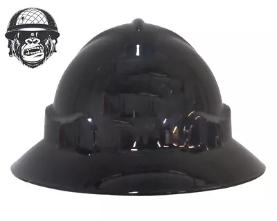 Custom Hydrographic Safety Hard Hat BLACK GLOSS PRO CHOICE WIDE BRIM • $85