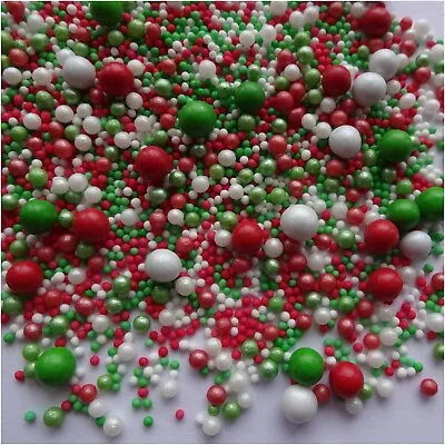 £2.50 • Buy Edible Christmas Baubles Bubbles Cupcake Sprinkles Mix Cake Toppers Decorations