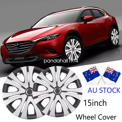 4x Car Vehicle Wheel Rim Skin Cover 15inch Hubcap Wheel Cover Silver&Black AU • $49.71