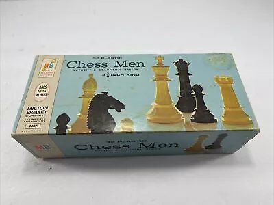 Vintage 1969 Milton Bradley 32 Piece Chess Men Set Plastic Authentic In Box 4807 • $12.99