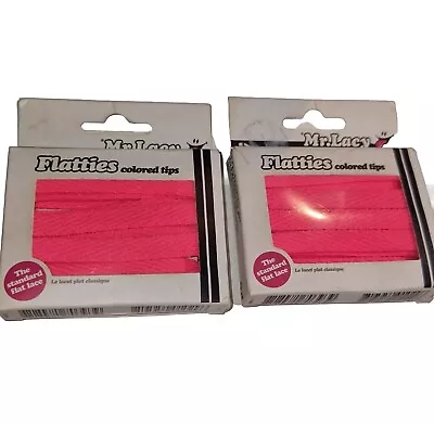 Mr Lacy Flatties Colour Tips - Neon Pink Mellow Blue Shoelaces (130cm Length) X2 • £9.99