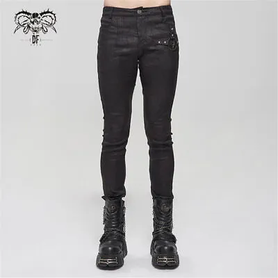 Devil Fashion Men's Black Gothic Punk Casual Trousers Pentagram Slim Long Pants • $76.02