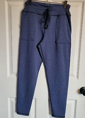 $16 • Buy Aerie Offline Woman's Houndstooth Leggings Size XL Navy Blue Drawstring Pockets