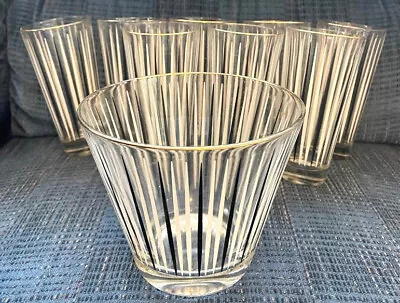 Vintage Mid Century E-Z Serve Hostess Drink Set Of 8 Glasses & Glass Ice Bucket • $45