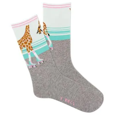 £9.69 • Buy Roller Skating Giraffe K Bell Women's Crew Socks Gray Novelty Moving Fashion