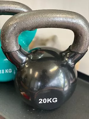 20kg Solid Cast Iron Vinyl Coated Kettlebell Crossfit Strength Kettlebell • $107.99