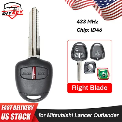 2 Button Remote Key 433MHz ID46 Chip Right Blade For Mitsubishi Lancer Outlander • $11.95