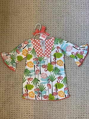 Mud Pie Flamingo Pom Pom Tunic Coverup Dress Size 12-18 Months NWT NEW • $14.99