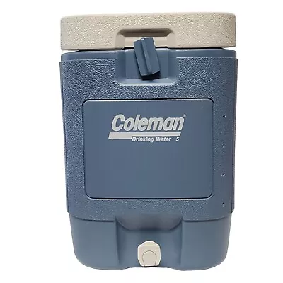 $99.99 • Buy COLEMAN USA Summer Water Jug Cooler 5 Gallons Blue White Drink Spout Locking Lid
