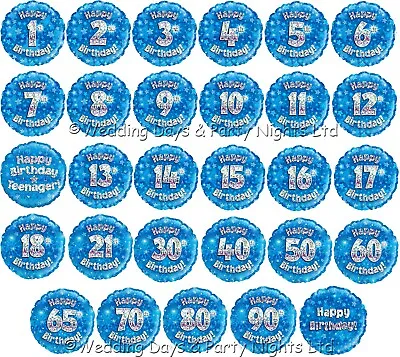 Sparkly 18  Blue Silver Foil Helium/Air Balloon Birthday Party Table Decoration • £2.89