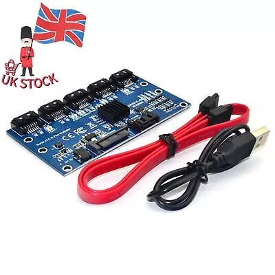 SATA3.0 Card 1 To 5 Port ExpansionCard Motherboard 6Gbps Riser Card Hub Adapter • £26.87